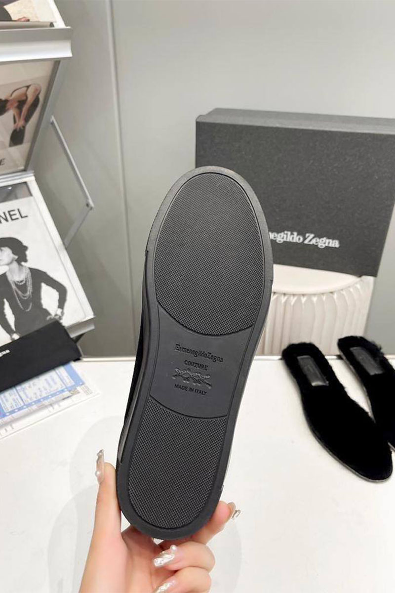 Zegna Кроссовки с мехом Triple Stitch - Black