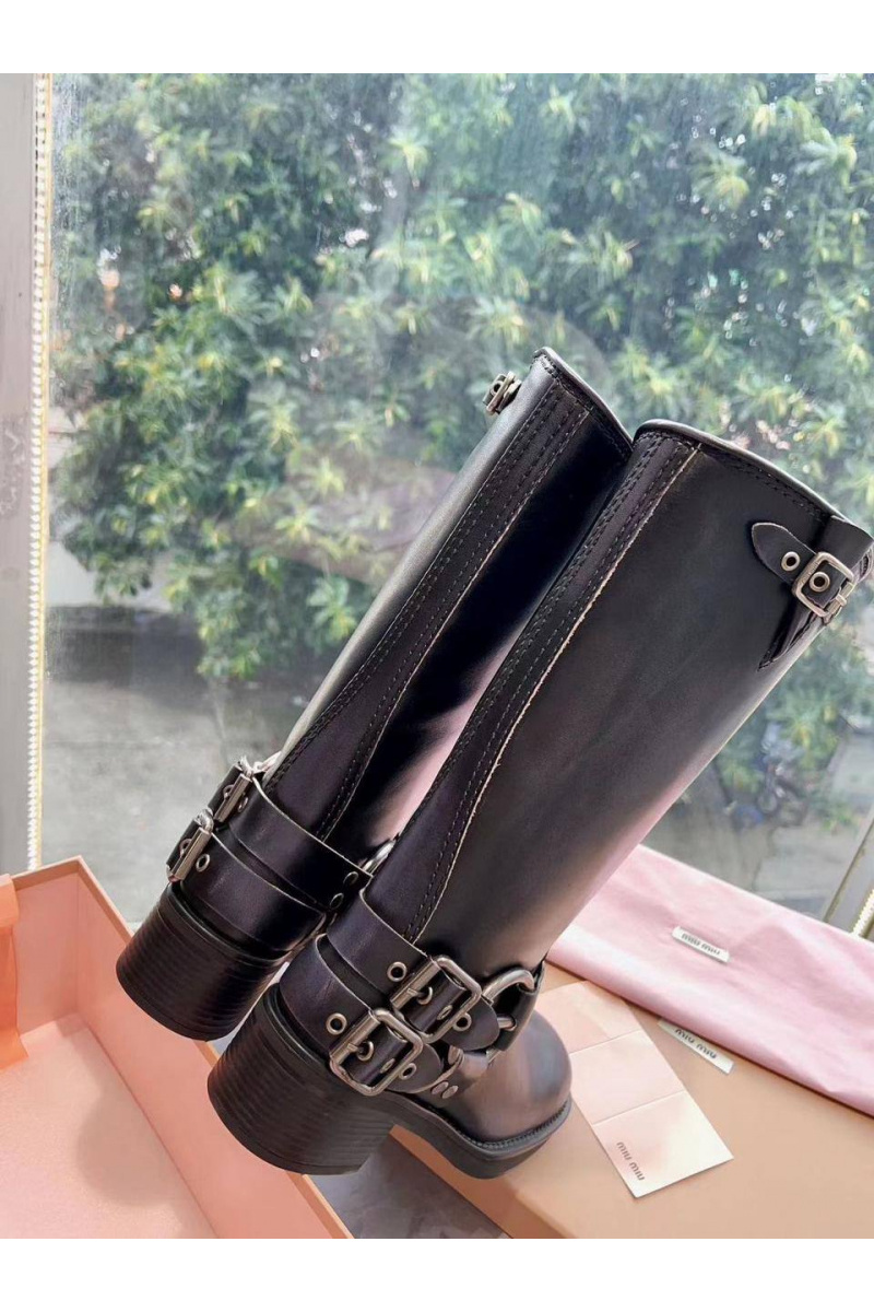 MIU MIU Женские кожаные сапоги Ankle Premium