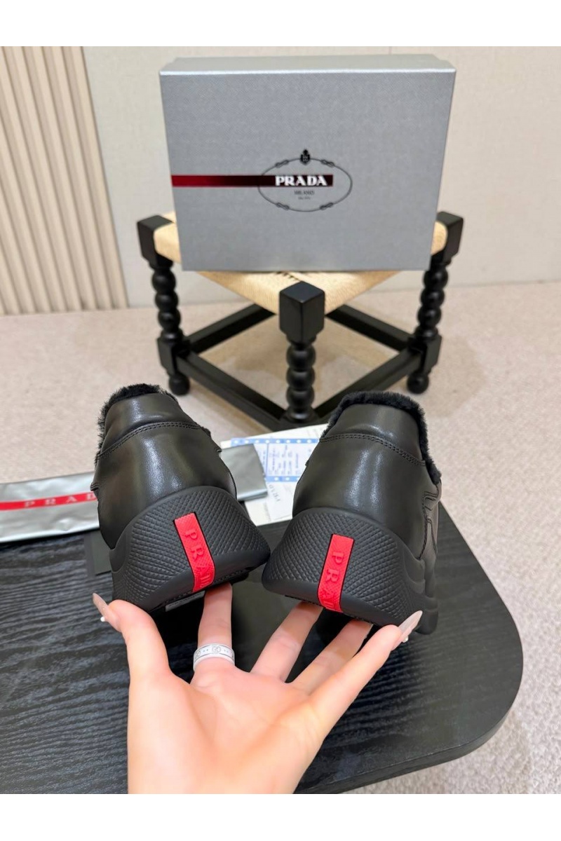 Prada Кожаные кроссовки с мехом America's Cup