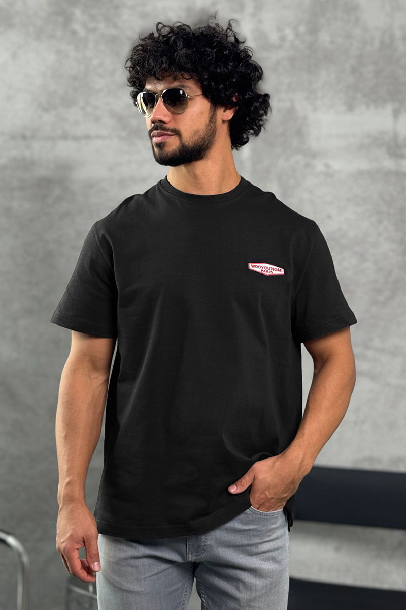 Designer Clothing Чёрная оверсайз футболка Wooyoungmi logo patch