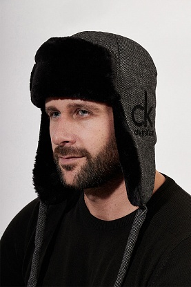 Шапка-ушанка серого цвета 