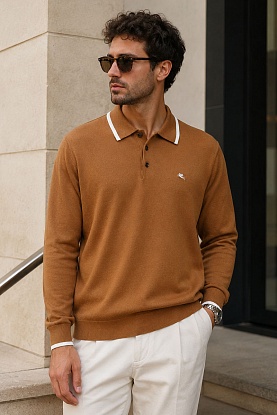 Поло с длинным рукавом Pegaso logo - Brown 