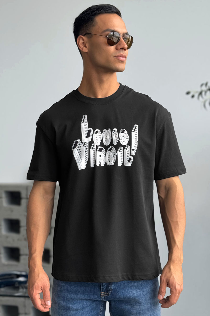 Lоuis Vuittоn Чёрная оверсайз футболка Virgil Abloh