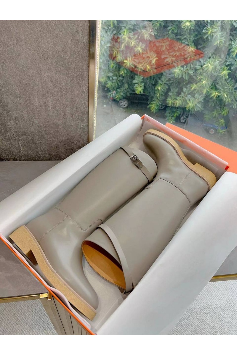 Hermes Женские кожаные сапоги Premium - Grey