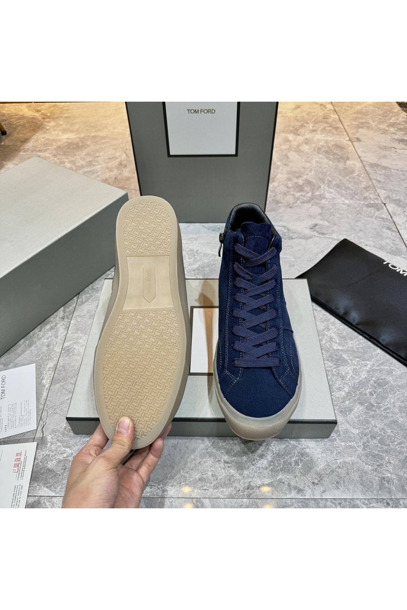 Tom Ford Замшевые кроссовки с мехом high-top - Navy