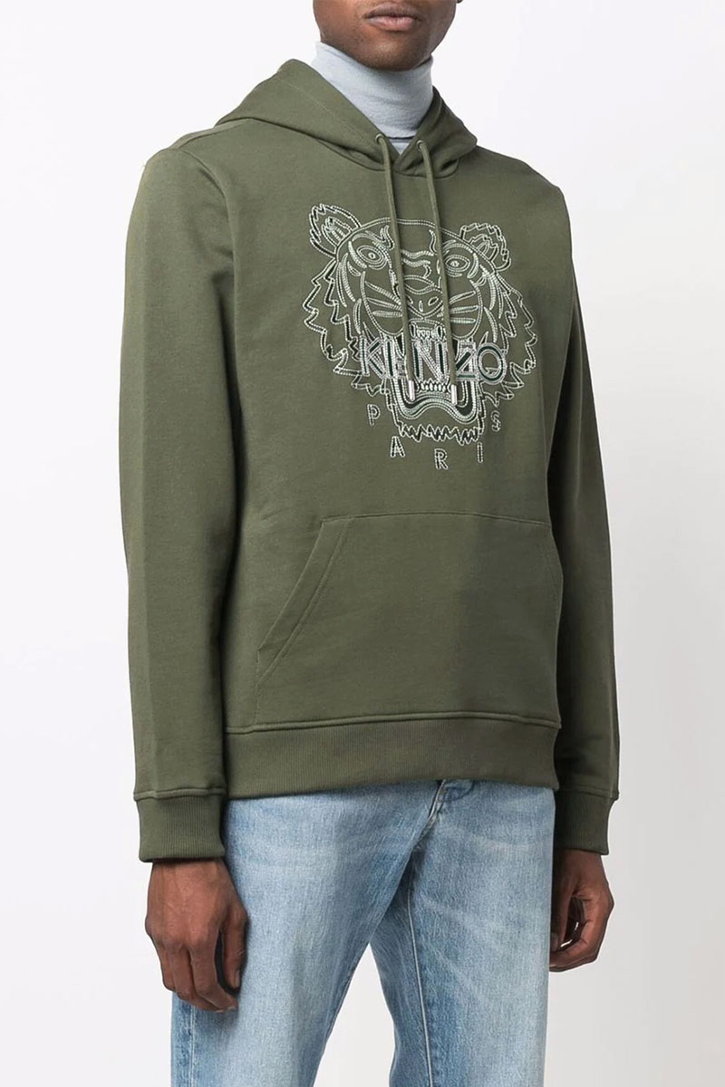 Kenzo Зелёное худи Tiger Head embroidered
