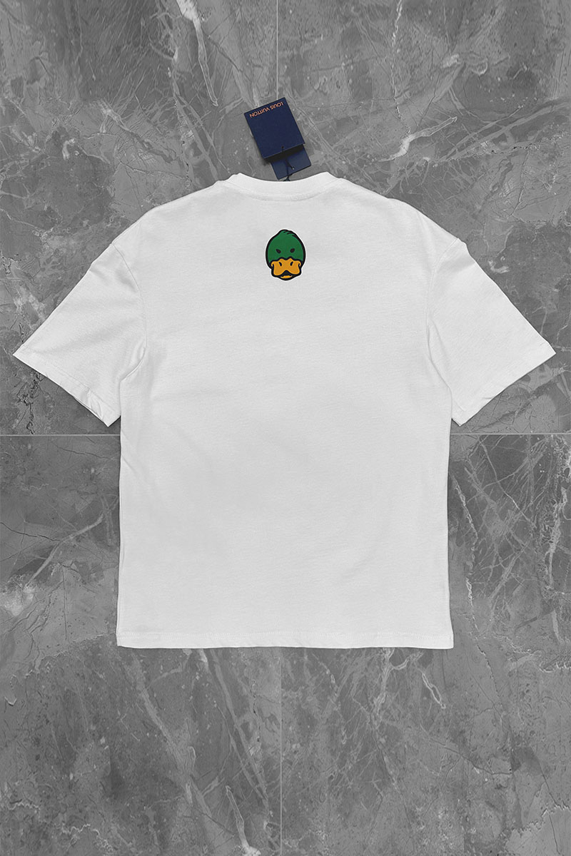 Lоuis Vuittоn Белая оверсайз футболка Maison Duck logo