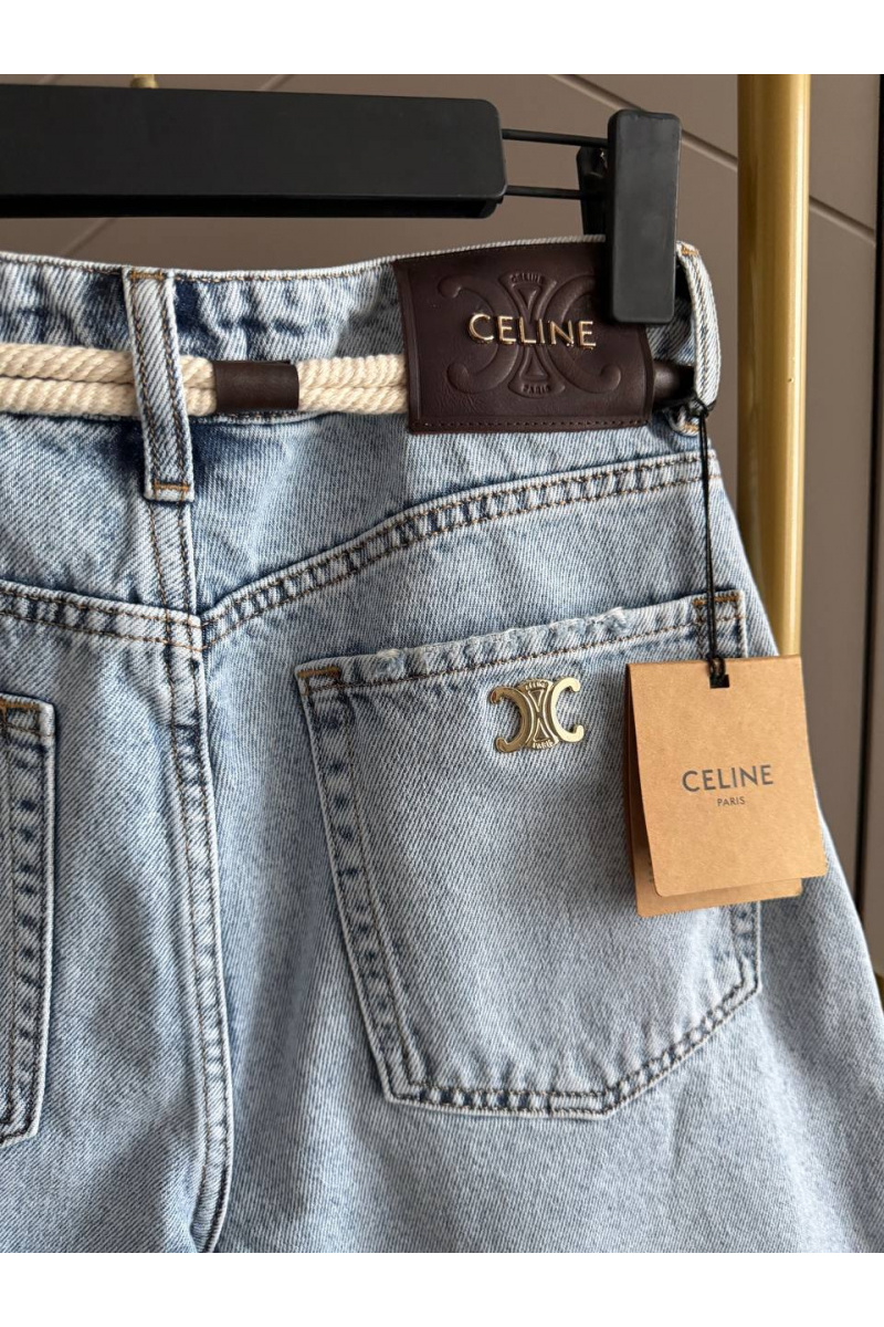 Celine Женские светло-голубые джинсовые шорты premium