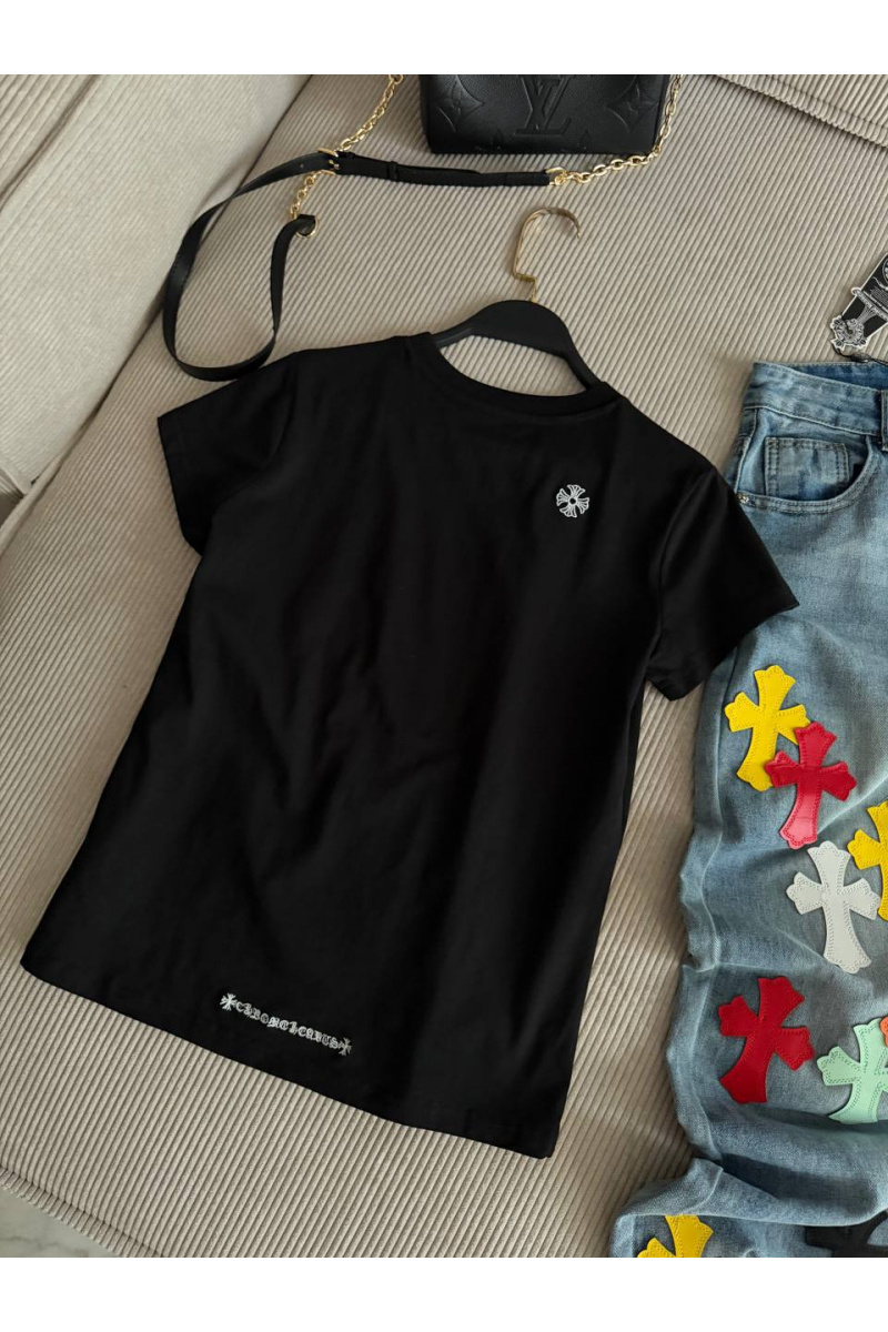 Chrome Hearts Женская чёрная футболка premium