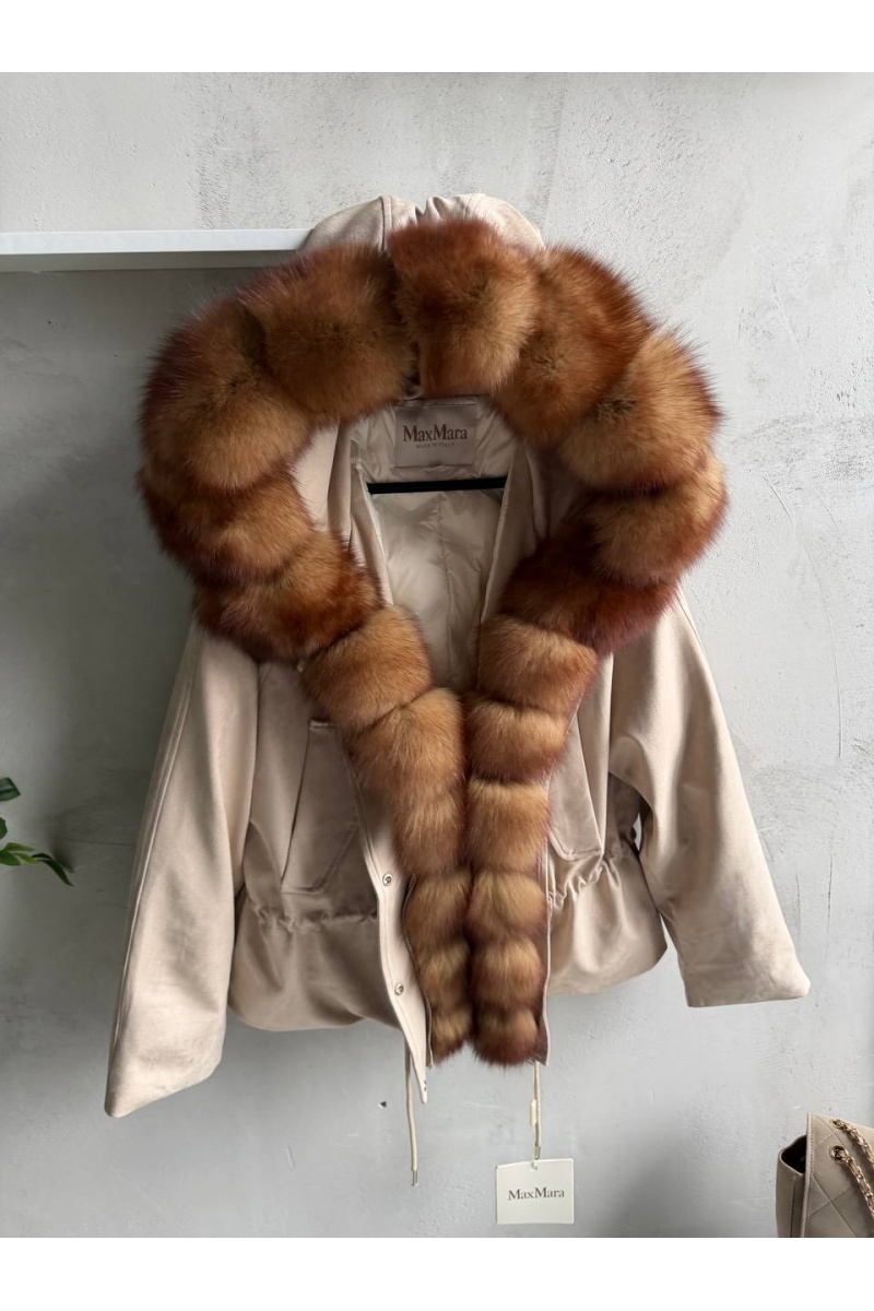 Max Mara Женская утеплённая парка с натуральным мехом premium