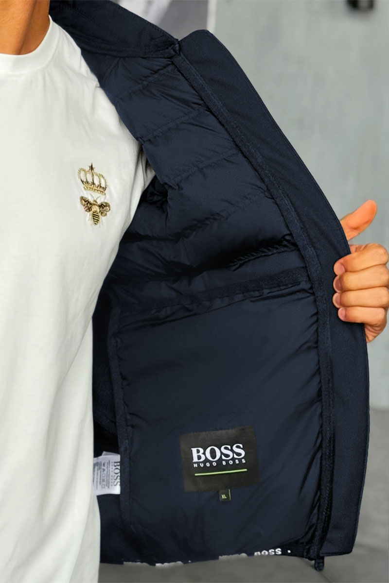 Hugо Воss Бомбер синего цвета logo-patch
