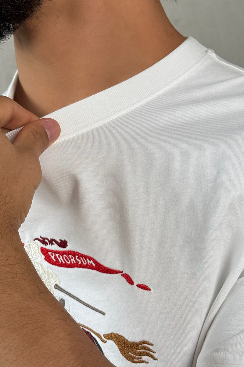 Burberry Мужская белая футболка Equestrian Knight