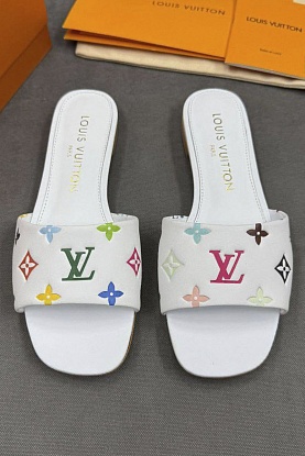 Женские кожаные шлёпанцы Takashi Murakami Multicolore premium