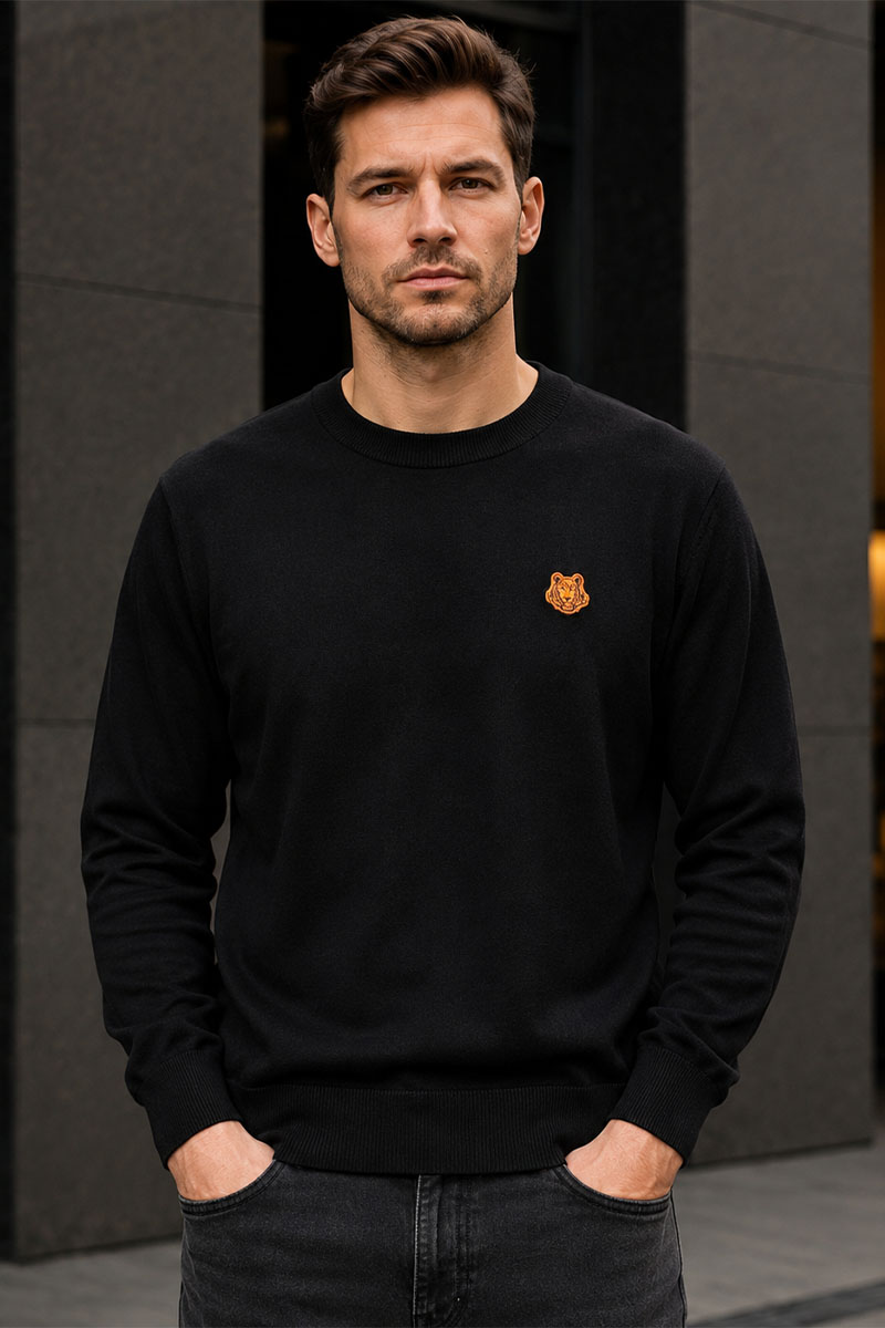 Kenzo Джемпер Tiger logo-patch - Brown