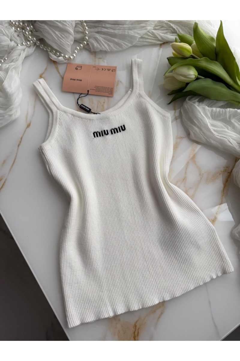 MIU MIU Белый женский топ 
