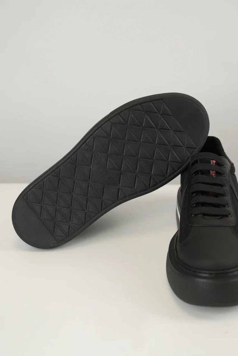 Prada Комбинированные кроссовки logo-stripe - Black