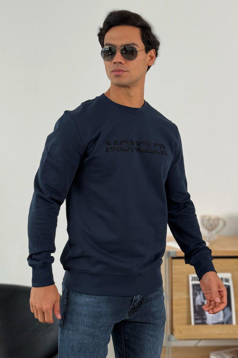 Moncler Тёмно-синий оверсайз свитшот logo-embroidered