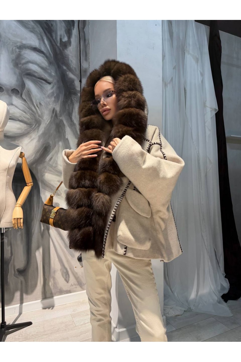 Max Mara Женское пальто с натуральным мехом premium