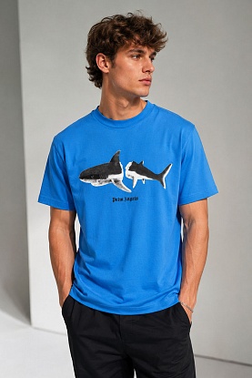 Синяя оверсайз футболка Shark