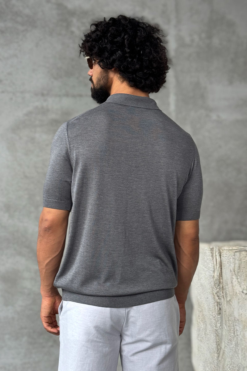 Stеfаnо Riссi Мужское поло Eagle zip-neck - Grey