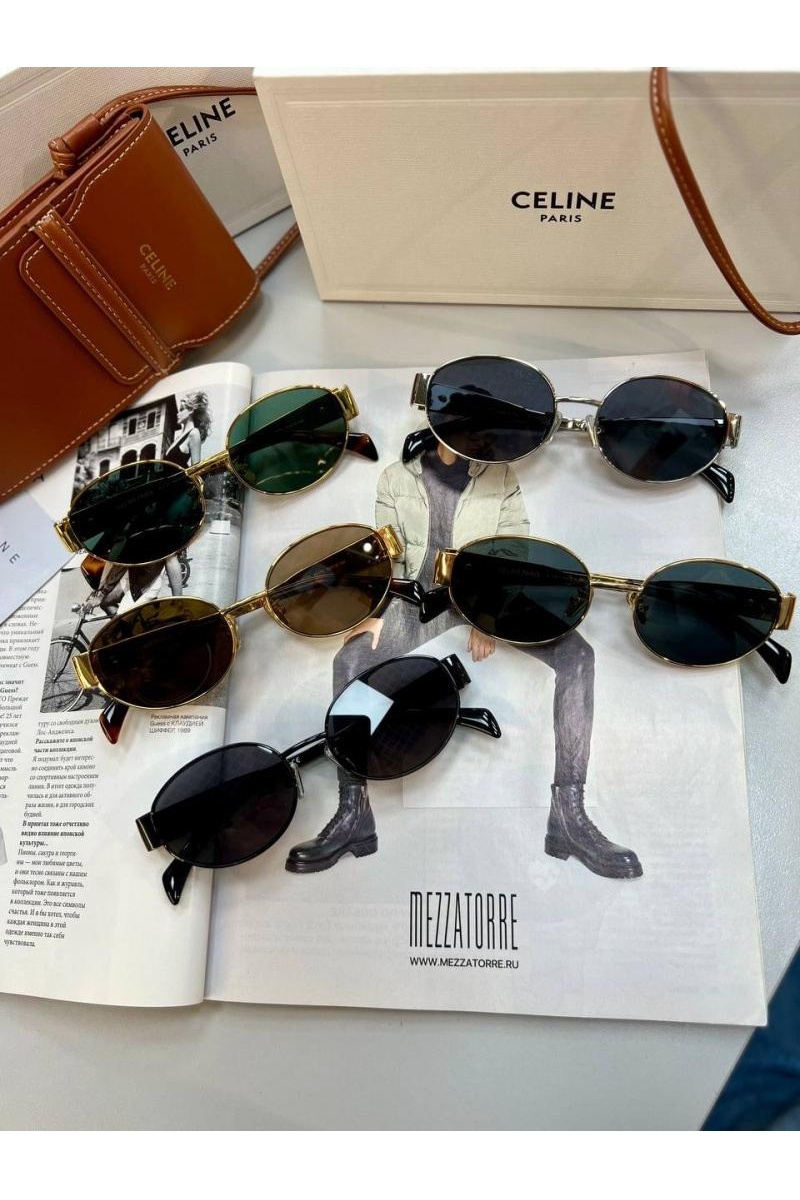 Celine Солнцезащитные очки Triomphe - Brown / Blue / Gold 