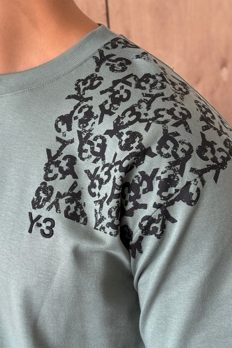 Y-3 Yohji Yamamoto Мужская зелёная футболка 