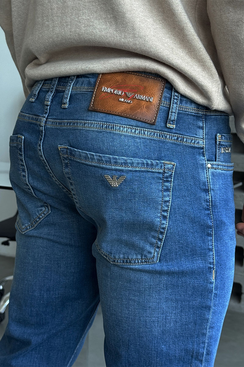 Emporio Armani EA7 Мужские синие джинсы regular fit