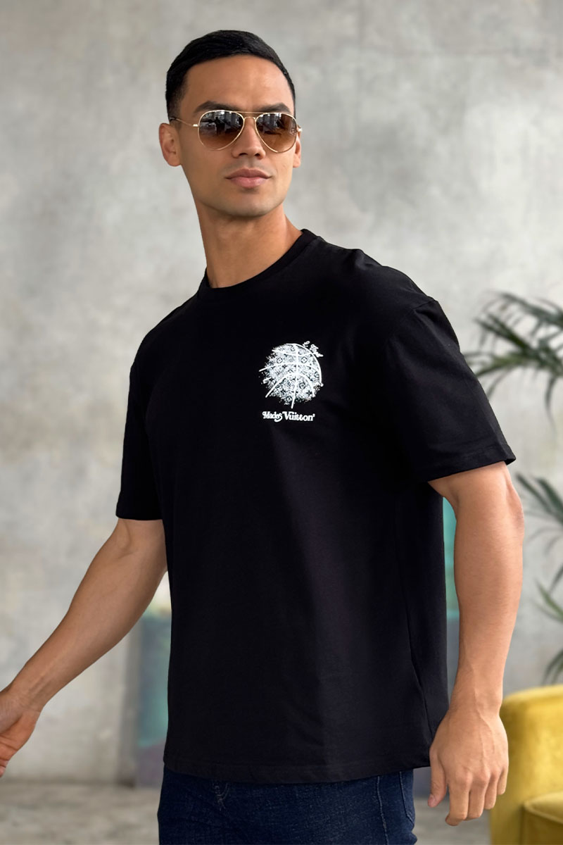 Lоuis Vuittоn Мужская оверсайз футболка чёрного цвета