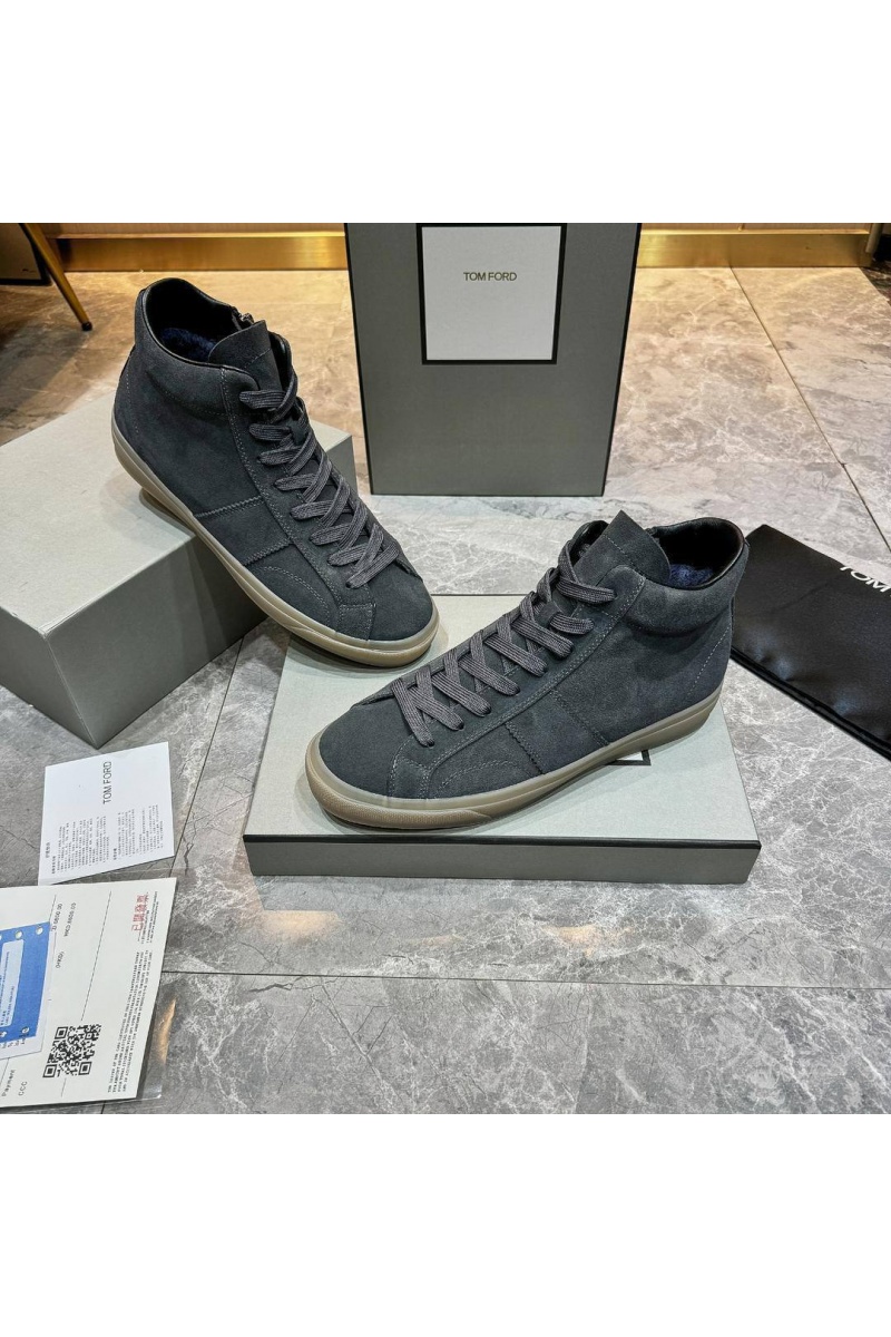 Tom Ford Замшевые кроссовки с мехом Tom Ford high-top - Grey