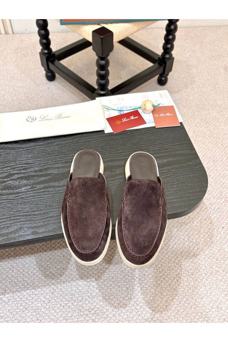 Loro Piana Мужские замшевые шлёпанцы Loro Piana