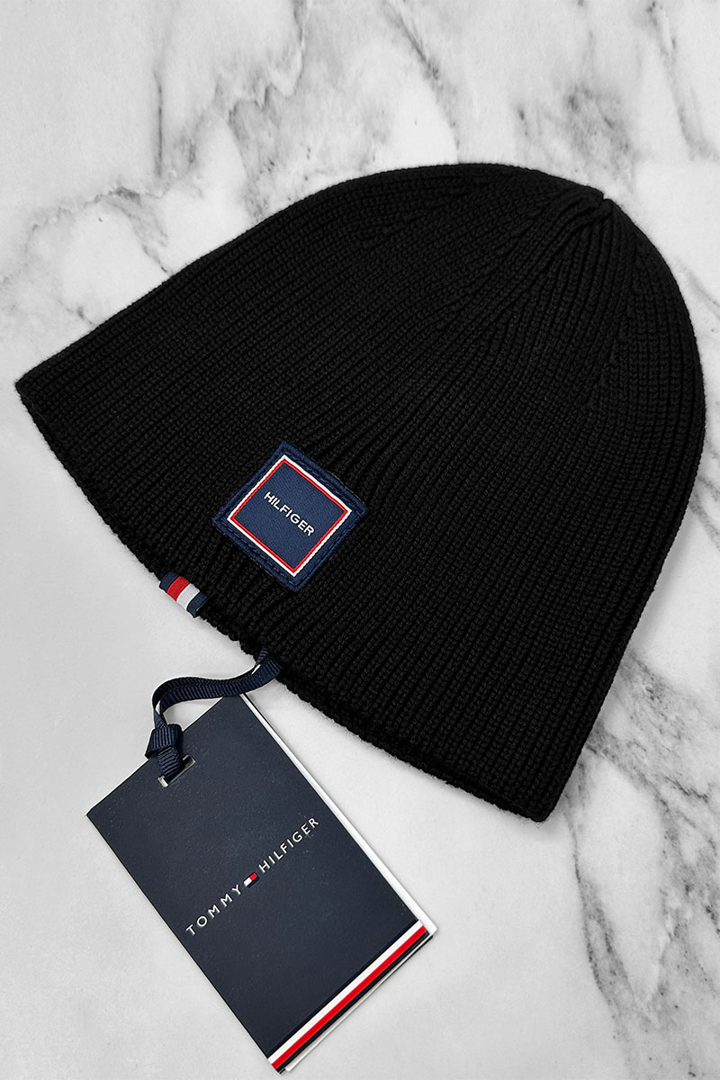 Tommy Hilfiger Мужская чёрная шапка logo-patch