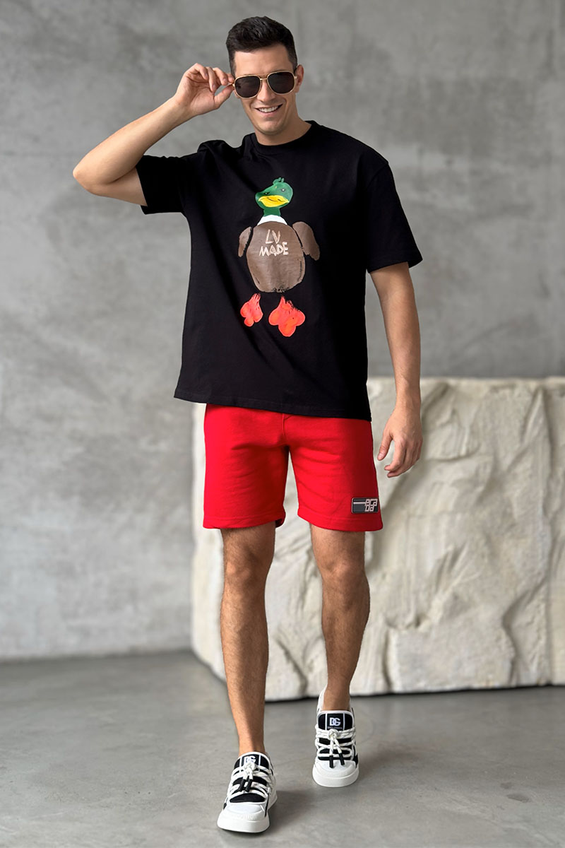 Lоuis Vuittоn Брендовая оверсайз футболка Duck print - Black