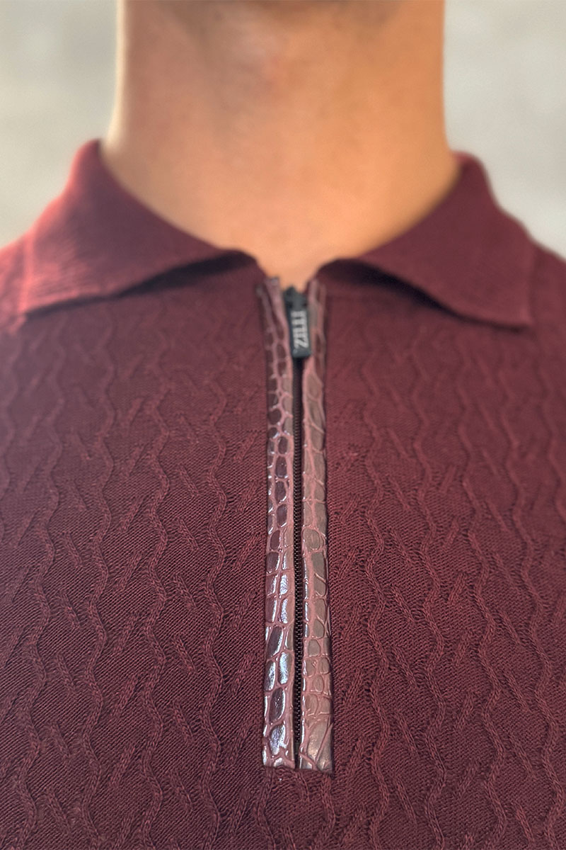 Zilli Поло с длинным рукавом zip-up - Burgundy
