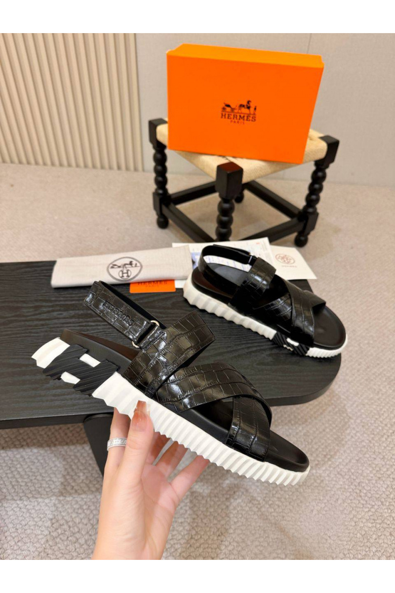 Hermes Мужские кожаные шлёпанцы Electric