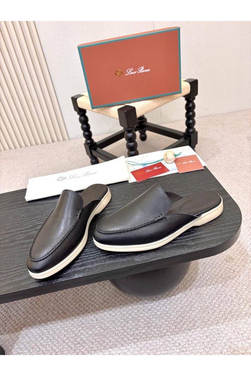 Loro Piana Мужские кожаные шлёпанцы Loro Piana