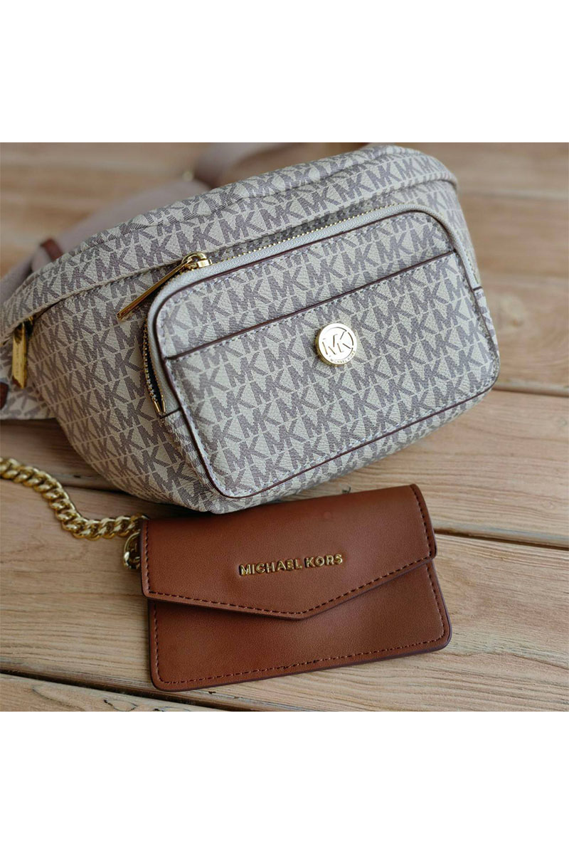Michael Kors Кожаная поясная сумка Perry 27x14 см - White