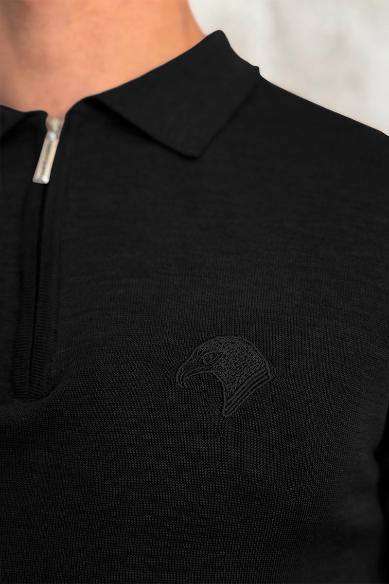 Stеfаnо Riссi Чёрное поло с длинным рукавом zip-up 