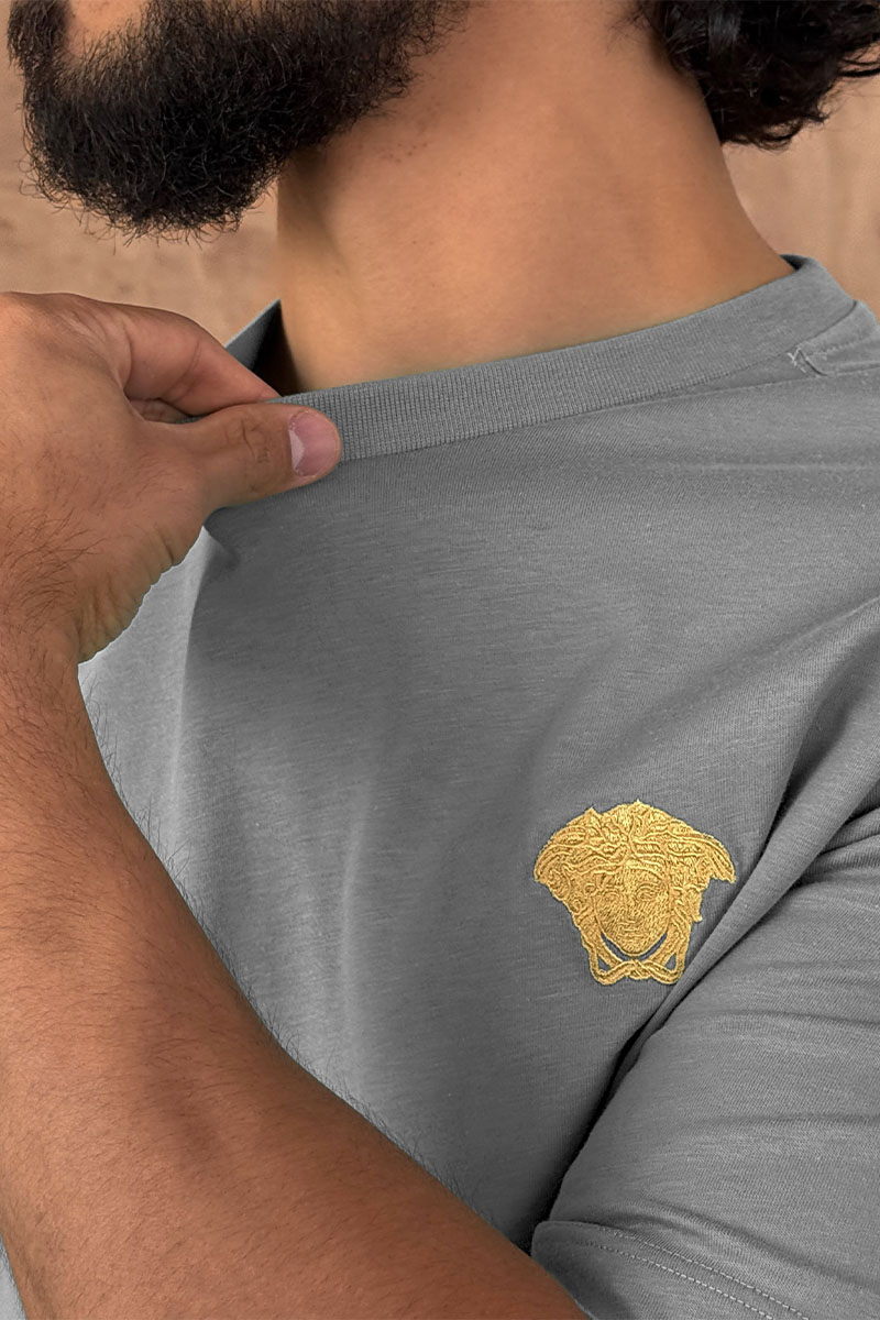 Versace Серая оверсайз футболка Medusa Head patch