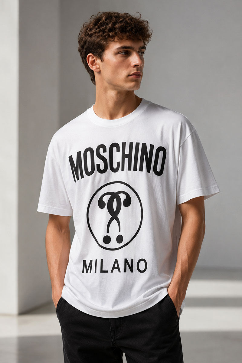 Moschino Белая оверсайз футболка Double Question Mark Logo