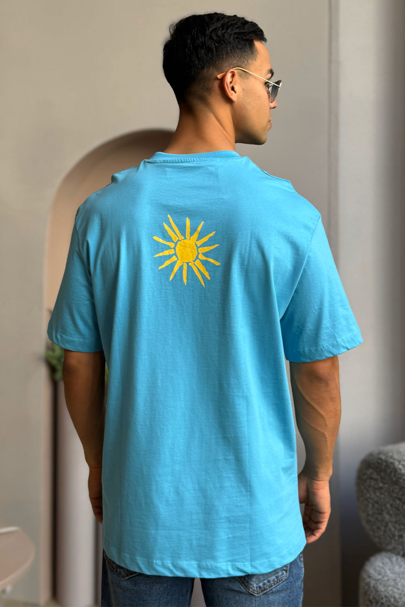 Givenchy Голубая оверсайз футболка 4G Sun Print