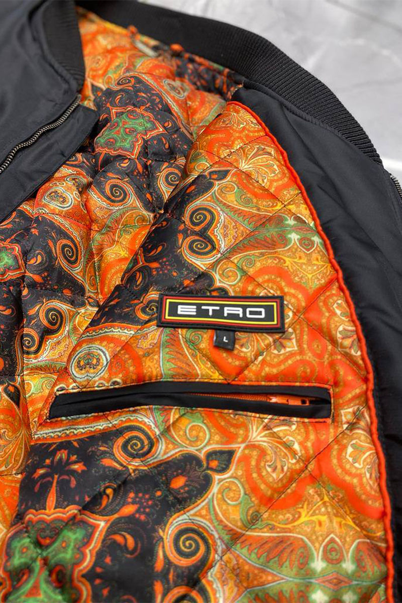 Etro Бомбер чёрного цвета paisley pattern