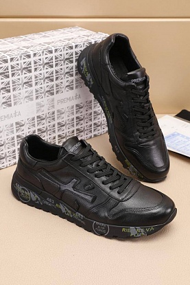 Чёрные кожаные кроссовки Mick