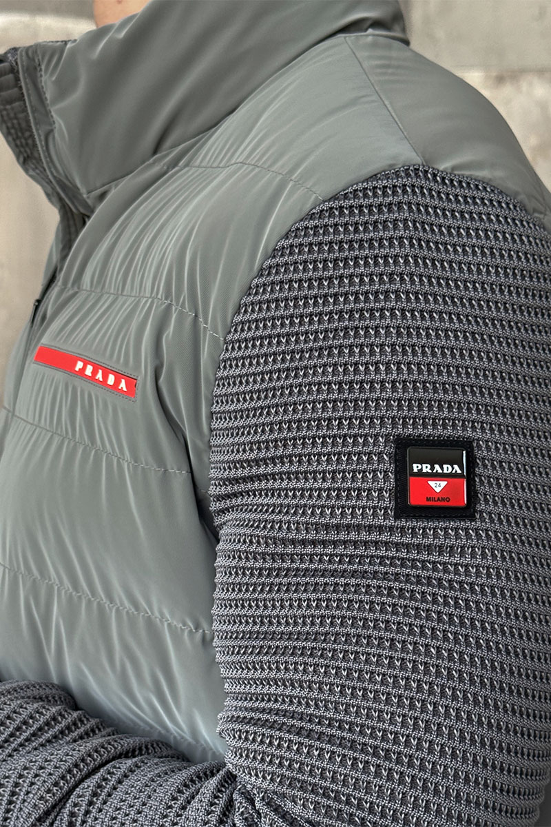Prada Куртка с вязаными рукавами Linea Rossa - Grey