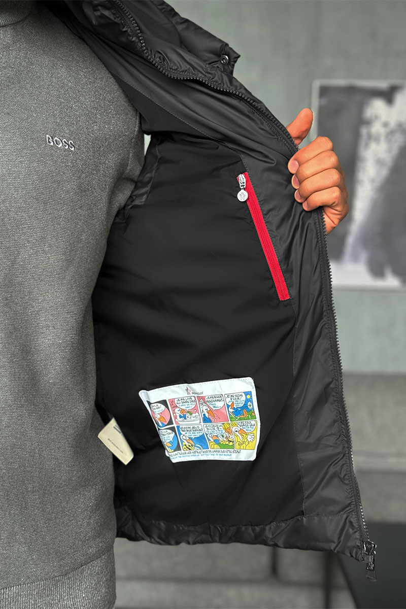 Moncler Мужской чёрный жилет logo-patch 