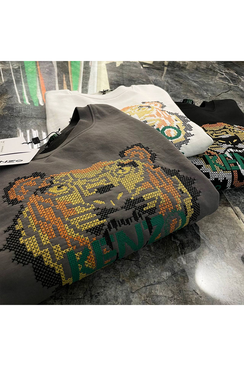 Kenzo Чёрный свитшот Tiger logo-embroidered drawstring