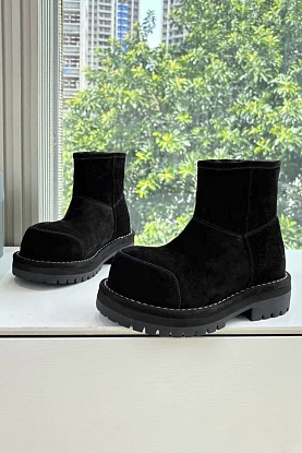 Женские замшевые ботинки с мехом Alaska Fur High Boot Premium - Black