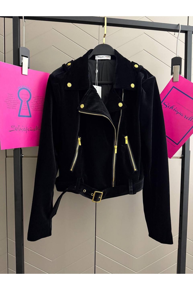 Schiaparelli Женская бархатная косуха premium - Black