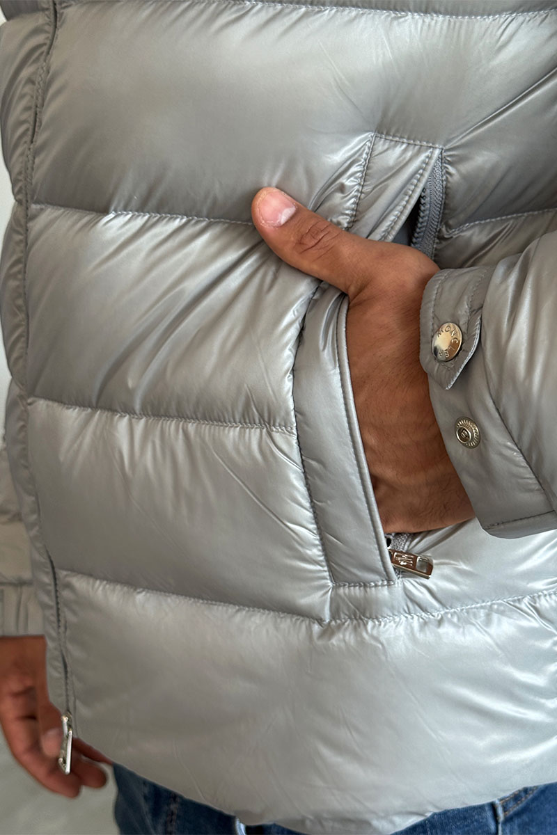 Moncler Мужской серый пуховик Pavin