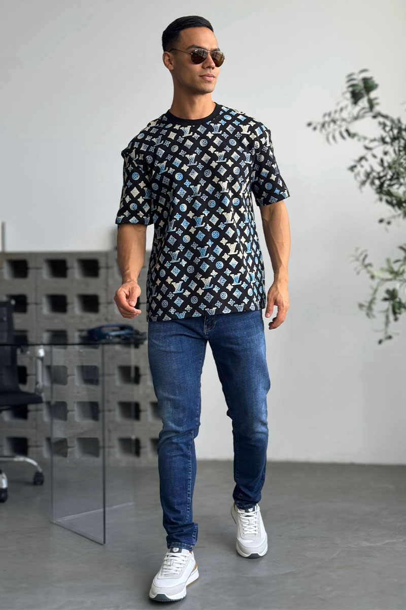 Lоuis Vuittоn Чёрная оверсайз футболка Monogram All-over