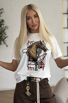 Белая женская футболка premium